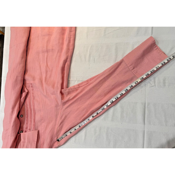 J Jill Women Pink Tie Back Long Sleeve Linen Tunic Top Sz XL MOP Buttons Collar - Picture 5 of 10